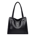 Borsa tote nera in pelle martellata con logo canguro in metallo argentato e doppi manici - Nero