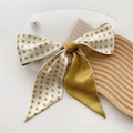 Fashionable yellow polka dot silk scarf headband with elegant satin ribbon bow detail - Yellow Polka Dot (11X)