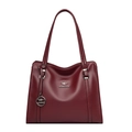 Borsa tote in pelle rosso scuro con trama litchi e logo canguro in argento - Rosso