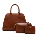 Conjunto de bolsos de tres piezas marrón caramelo con bolso de mano, bandolera y billetera - Marrón