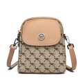Chique crossbody telefoontas met kangoeroeprint in kaki en bruin met verstelbare riem - Khaki