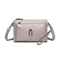 Sac bandoulière polyvalent en PU blanc cassé avec double zip et bretelles amovibles - Gris clair