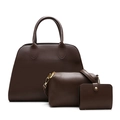 Conjunto de bolsos de 3 piezas en marrón oscuro con bolso grande, bandolera y billetera con dorado - Marrón