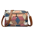 Borsa a tracolla geometrica multicolore in ecopelle con trama coccodrillo e cerniere - Multicolore