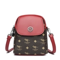 Kleine dames crossbody tas in donkerbruin en rood met goudkleurige bloemmotieven - Rood