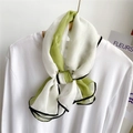 Long silk scarf in white and sage green color block style tied as a fashion necktie - 70*90cm / Green White Patchwork