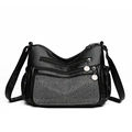 Black cross body bag for women with sparkling rhinestones and multi-zipper pockets - Dense Rhinestone Style (9611-2)