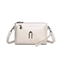 Sac bandoulière blanc cassé avec plusieurs zips, bandoulière réglable et boucle métal - Blanc