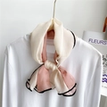 Chic beige and pink patchwork chiffon scarf tied on neck with black hem detail - 70*90cm / Pink Rice Splicing