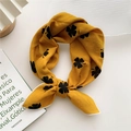 Foulard cheveux en coton et lin jaune vif avec imprimé trèfle noir et bordure - Trèfle à Quatre Feuilles Orange Jaune
