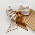 Narrow silk scarf for hair with caramel contrast and houndstooth pattern print - 8*110cm / Small Orange Houndstooth