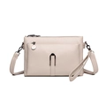 Chic beige crossbody underarm bag for women with textured leather and metal ring detail - Off White