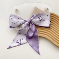 Elegant lavender floral print satin hair ribbon bow for women fashion accessory - Purple Mandala (6X)