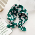 Fascia per capelli in seta verde scuro con motivo a margherite e nodo decorativo - Piccola Margherita Verde