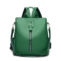 Emerald green pebbled leather backpack with vertical zip and silver hardware - Green