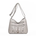 Borsa a tracolla intrecciata grigio chiaro con scomparti zip e tracolla regolabile - Bianco Sporco