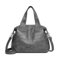 Bolso de mano retro gris oscuro para mujer con asas dobles y correa ajustable - gris oscuro