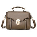 Retro brown large capacity crossbody bag with gold buckle and side zipper details - Camel