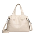Bolso crema de cuero sintético con detalles de punto de cruz y correa ajustable - Blanco Roto
