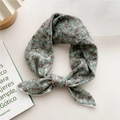 Bandeau floral vert Morandi en coton et lin avec petits motifs de fleurs rouges - Spirée Verte