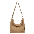Borsa a tracolla minimalista in nylon kaki con tracolla regolabile e grande capacità - Marrone