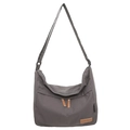Borsa hobo grigio scuro in nylon capiente con tracolla regolabile e finitura impermeabile - Grigio