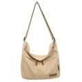 Minimalist beige hobo shoulder bag with adjustable strap and front double zippers - Khaki