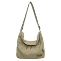 Minimalist khaki nylon hobo bag for women with spacious interior and shoulder strap - Green