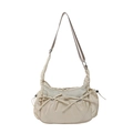 Sac bandoulière en nylon crème minimaliste avec des nœuds coulissants chic et fermeture - Kaki