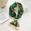 Elegant emerald green and gold marble pattern silk neck scarf with cream borders - Green Stream