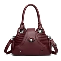 Vintage wine red rivet underarm bag with lychee texture and adjustable strap - Burgundy