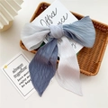Blue and grey gradient pleated bow hair accessory with soft chiffon texture - Gradient Grey