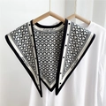 Elegant black and white geometric chain print scarf shawl with decorative lettering - Abstract Circles