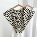 Floral print detachable collar wrap with black and white striped trim on a white tee - Black and White Pattern