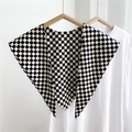 Fashionable black and white checkered triangle shawl scarf for women on white tee - Black and White Checkerboard