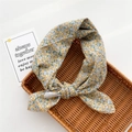 Floral cotton neckerchief with yellow blue and green patterns in a knotted style - Floral 19 (Yellow Blue Green)