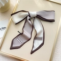 Foulard per capelli minimalista in seta bicolore crema e grigio con finitura satinata - Marrone Bicolore (1DJX)