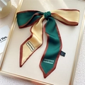 Elegante foulard in seta verde smeraldo e giallo annodato a fiocco decorativo - Verde Giallo Bicolore (2DJX)