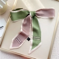 Elegante foulard in seta Morandi con design color block verde rosa bianco per capelli - Verde Rosa Bicolore (3DJX)