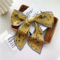 Yellow floral pleated silk scarf tie for bags and hair styling in bright summer colors - Yellow Grey Peony Pleated