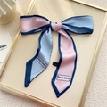 Foulard cheveux ruban rose et bleu avec bordure bleu foncé sur un plateau chic - Rose Bleu Bicolore (6DJX)