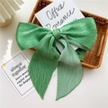 Accessoire de cheveux foulard vert foncé à nœud plissé en mousseline légère - Vert Émeraude (Plissé Uni)