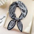 Pleated square silk scarf featuring black and white paisley and checkered patterns - Black Houndstooth Paisley