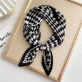 Elegant pleated square scarf featuring classic black and white diamond checkered pattern - Black & White Checkerboard