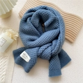Knitted haze blue winter scarf featuring handmade label and cozy textured finish - 32x175cm / Blue