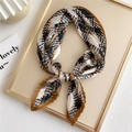 Pleated square scarf with brown and teal houndstooth pattern for elegant styling - Camel Pixel Stripes