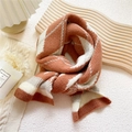 Short knitted scarf with orange and grey diamond lattice pattern for winter warmth - Orange