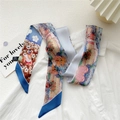 Artistic oil painting silk skinny scarf in 100% real silk with vibrant architectural prints - Picking Cotton (8DRY)