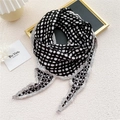 Écharpe en tricot réversible à pois noirs et blancs avec motif à carreaux - 40*160cm / Noir Blanc Carreaux Pois