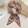 Foulard ruban en soie à motif cachemire marron pour cheveux ou décoration de sac - Petit Paisley (31F)
